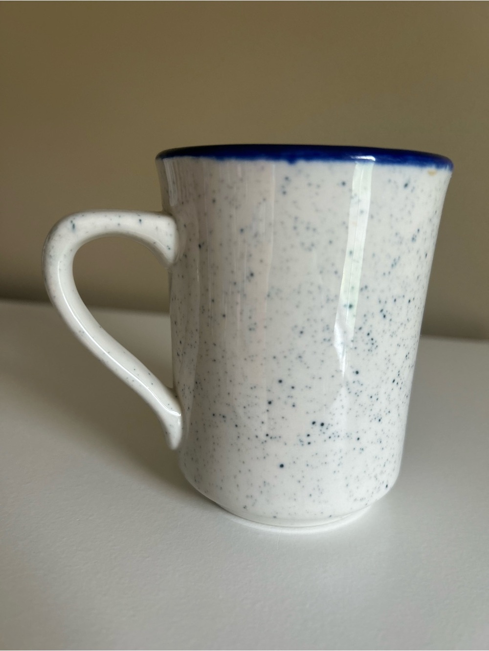 Syracuse China Restaurantware, Blue Speckled Coffee Mug Navy Blue Rim